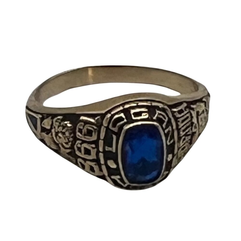 R Johns 1998 Class Ring Gold Plate Logan High Blue Stone Musketeer Rose Brenda 6 - Picture 2 of 15